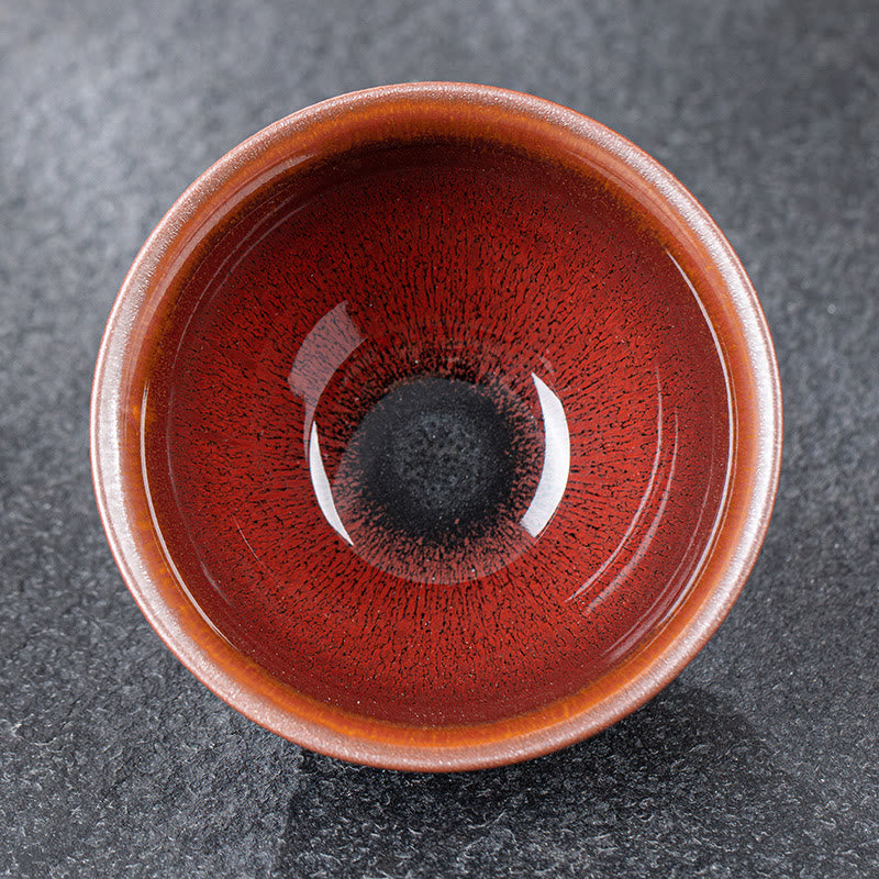 Tasse à thé vintage en porcelaine chinoise Jianzhan rouge-brun pour décoration zen