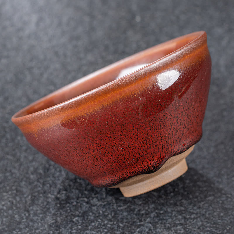 Tasse à thé vintage en porcelaine chinoise Jianzhan rouge-brun pour décoration zen