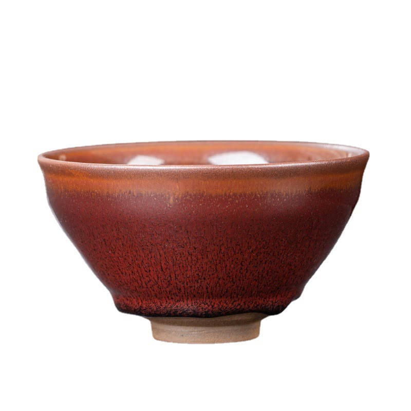 Tasse à thé vintage en porcelaine chinoise Jianzhan rouge-brun pour décoration zen