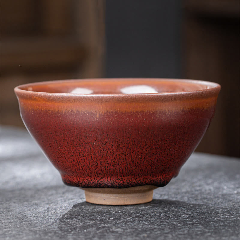Tasse à thé vintage en porcelaine chinoise Jianzhan rouge-brun pour décoration zen