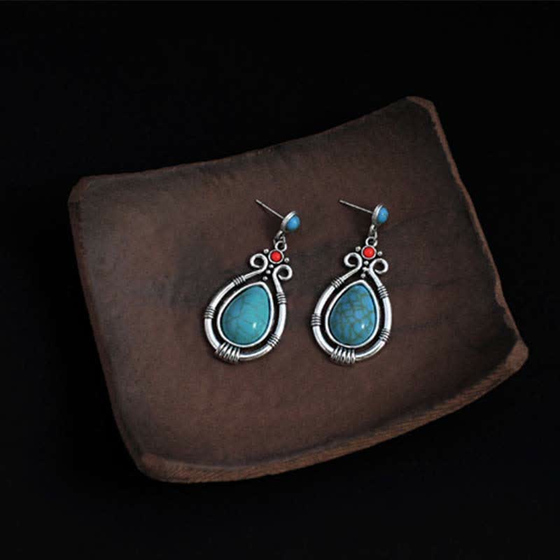 Boucles d'oreilles goutte d'eau turquoise vintage pour la force et l'équilibre