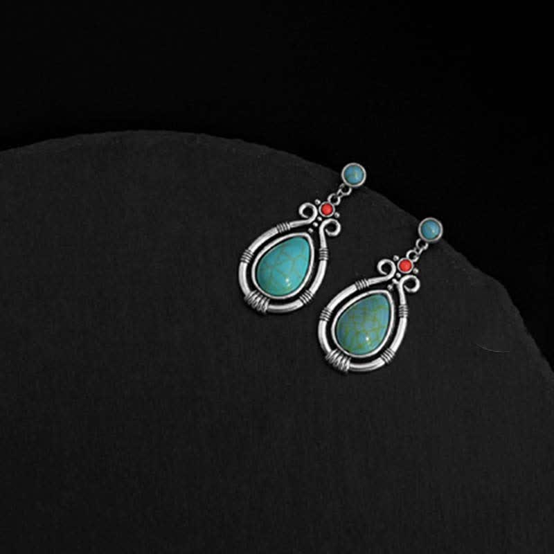 Boucles d'oreilles goutte d'eau turquoise vintage pour la force et l'équilibre