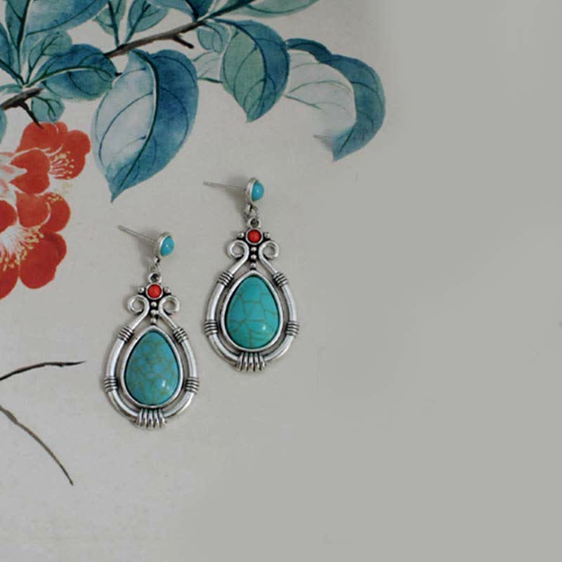 Boucles d'oreilles goutte d'eau turquoise vintage pour la force et l'équilibre