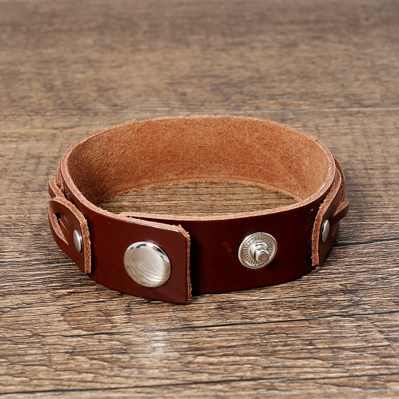 Bracelet réglable renforcé en cuir tissé vintage