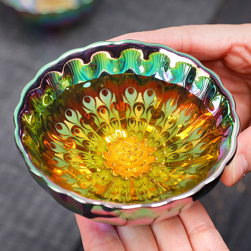 Tasse à thé en céramique Vivid Peacock Jian Zhan 110 ml