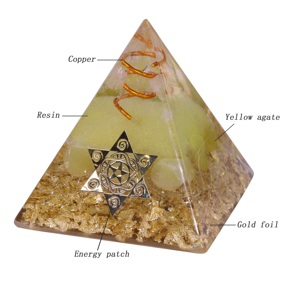 Pyramide d'orgonite de richesse et de prospérité