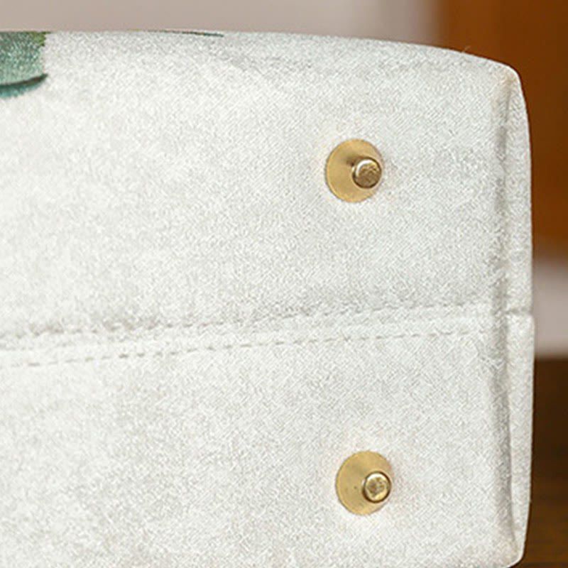 Sac de yoga brodé en bambou blanc avec poignée à pompon