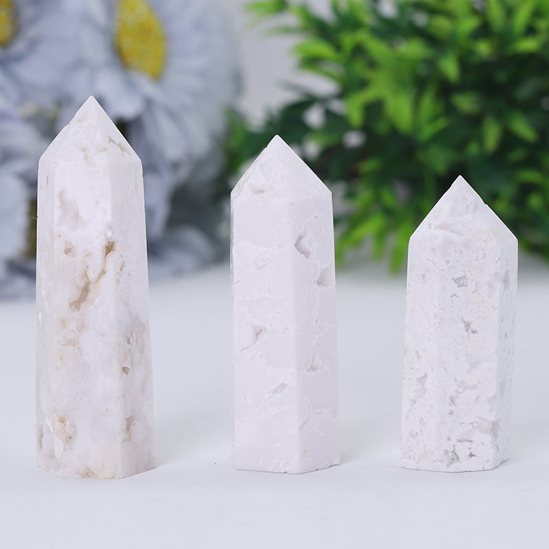 White Druzy Crystal Tower 2.5-4.5 Inch Healing Point
