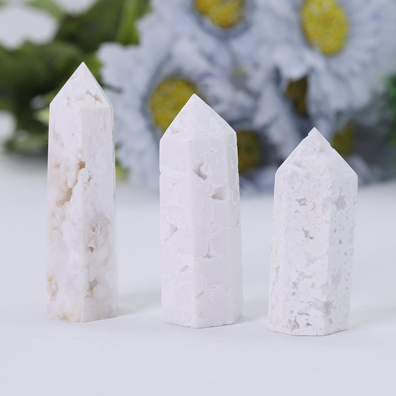 White Druzy Crystal Tower 2.5-4.5 Inch Healing Point