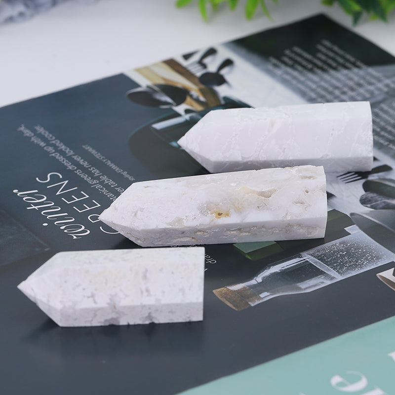 White Druzy Crystal Tower 2.5-4.5 Inch Healing Point