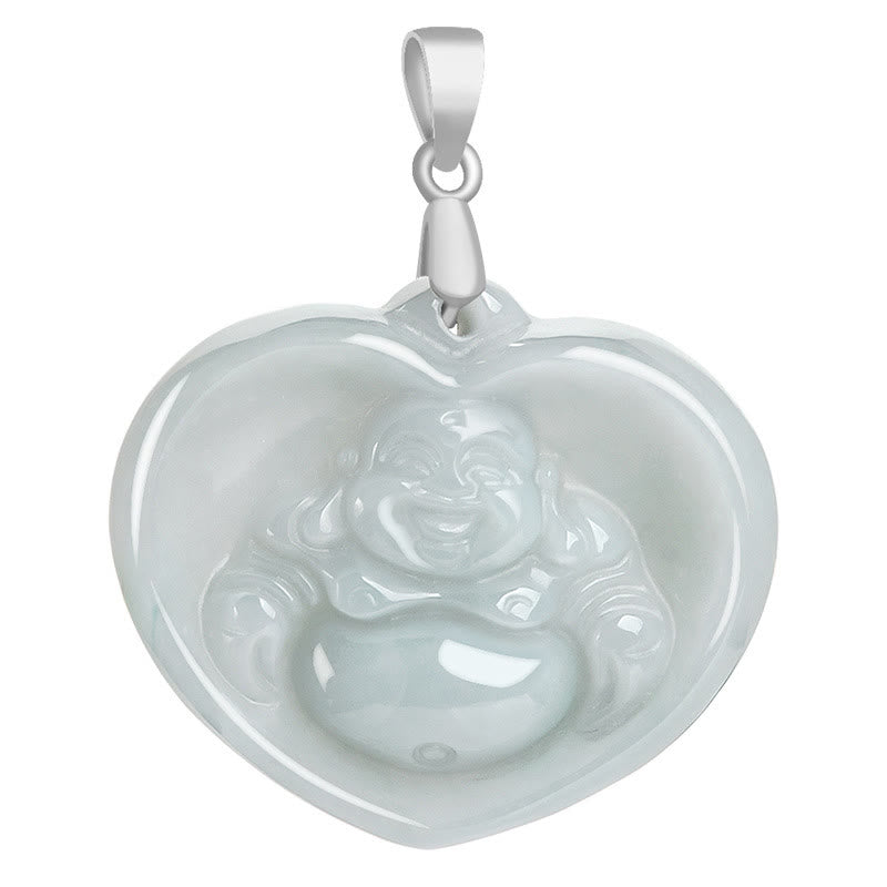 Collier Bouddha en jade blanc porte-bonheur | Pendentif en argent sterling