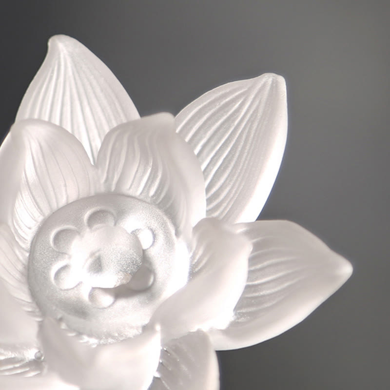 Brûleur d'encens en cristal Liuli Lotus blanc pour la méditation