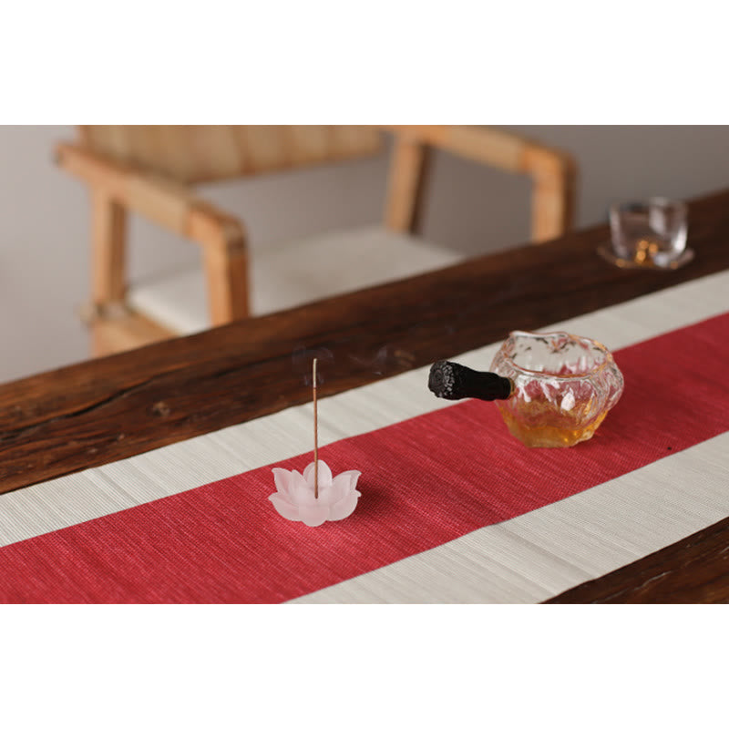 Brûleur d'encens en cristal Liuli Lotus blanc pour la méditation
