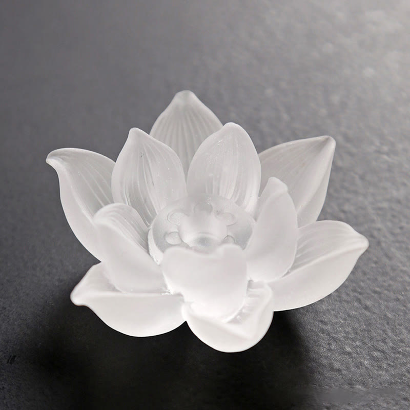 Brûleur d'encens en cristal Liuli Lotus blanc pour la méditation