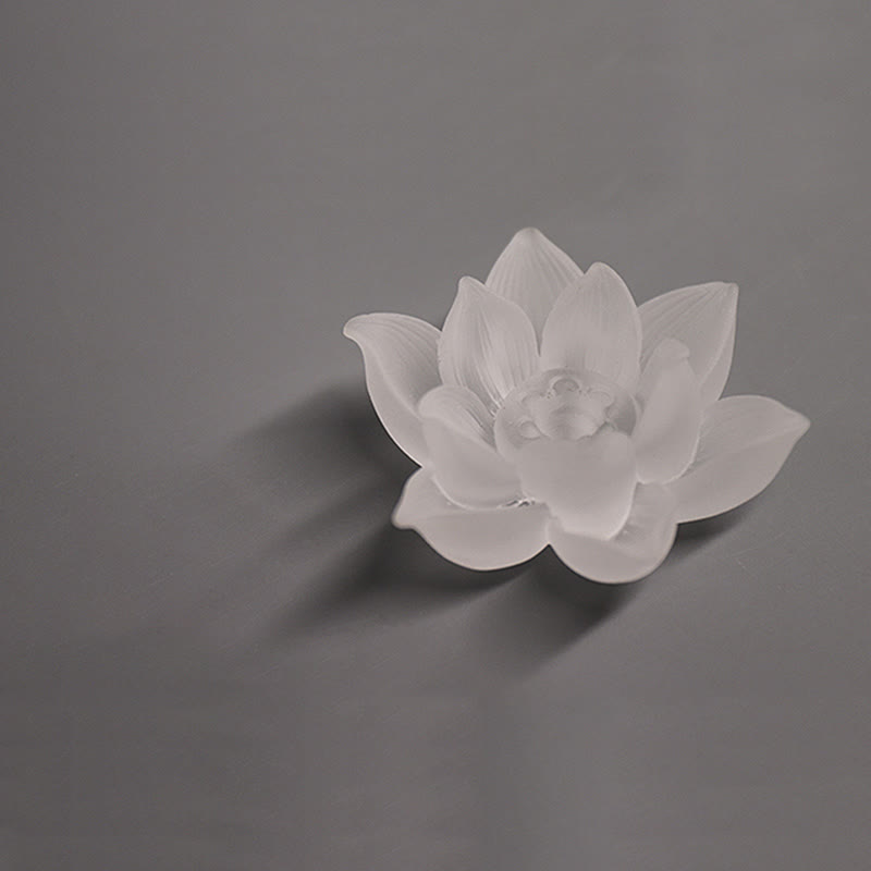 Brûleur d'encens en cristal Liuli Lotus blanc pour la méditation