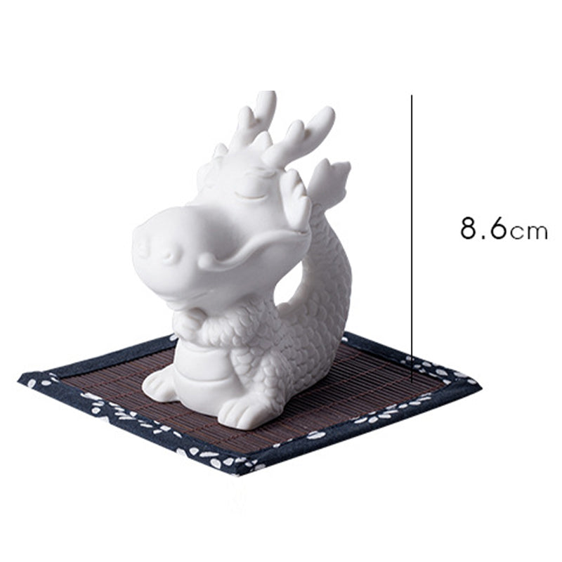 Statue de dragon chinois en porcelaine blanche | Charme Feng Shui