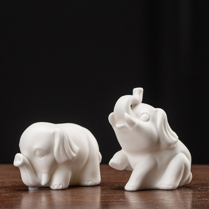 Figurine d'éléphant en porcelaine blanche, décoration de force spirituelle