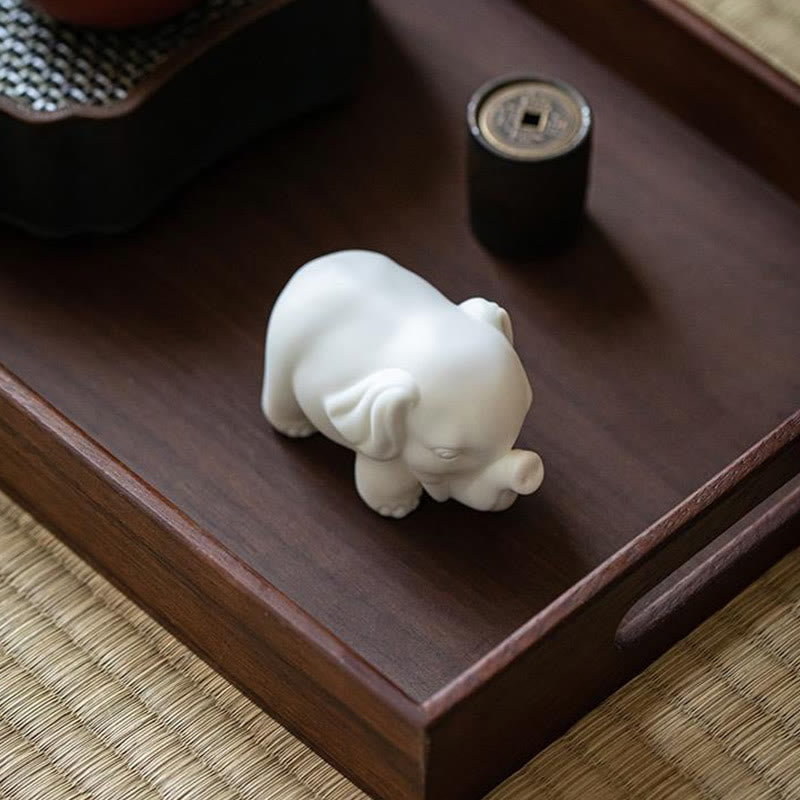 Figurine d'éléphant en porcelaine blanche, décoration de force spirituelle