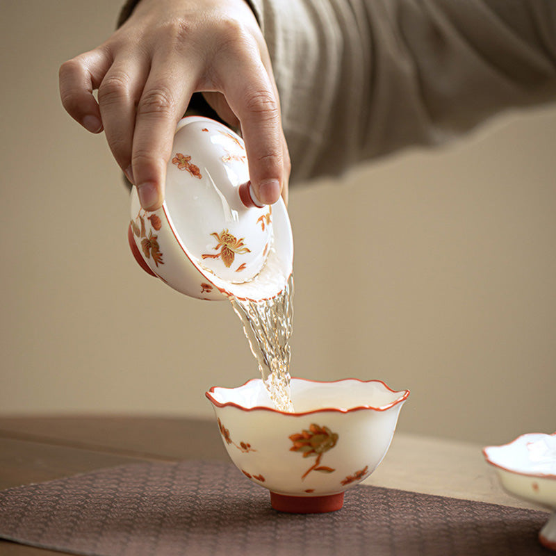 Service Gaiwan en porcelaine blanche pour décoration zen et rituels du thé