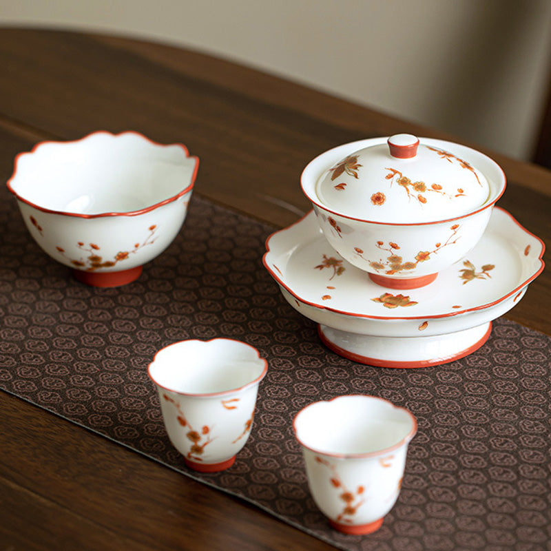 Service Gaiwan en porcelaine blanche pour décoration zen et rituels du thé