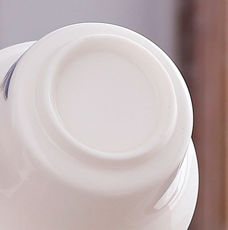 Tasse à thé Gaiwan en porcelaine blanche avec couvercle - Décor Zen