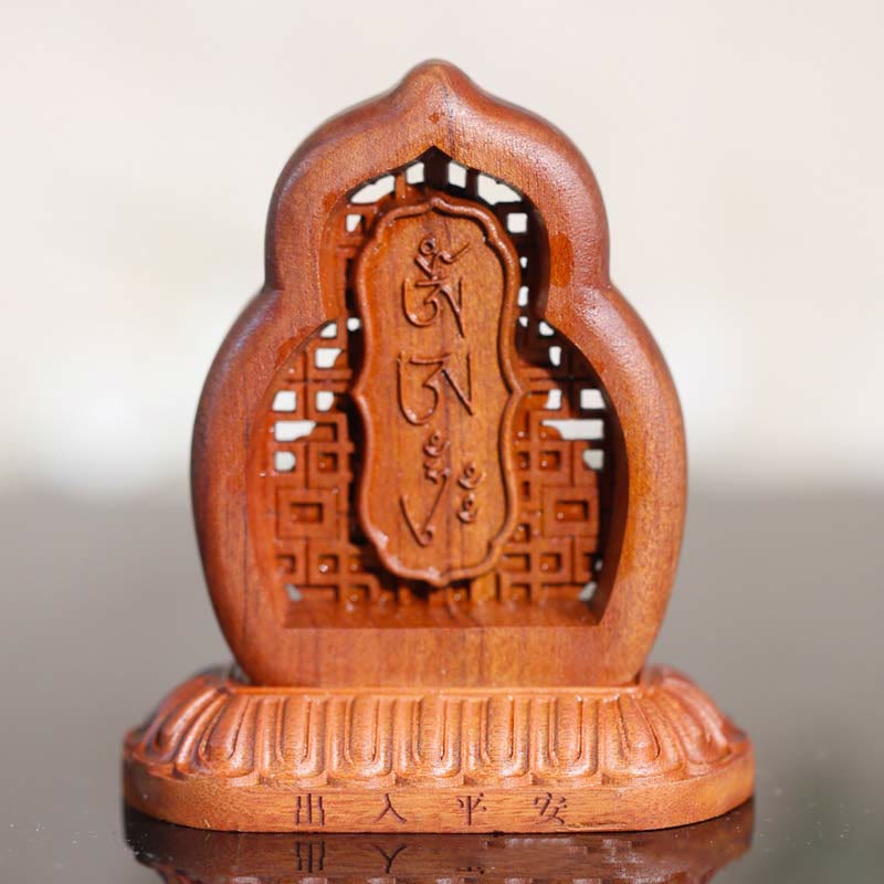 Statue de Bouddha Vajrasattva gravée sur bois 7x7,5 cm Compassion