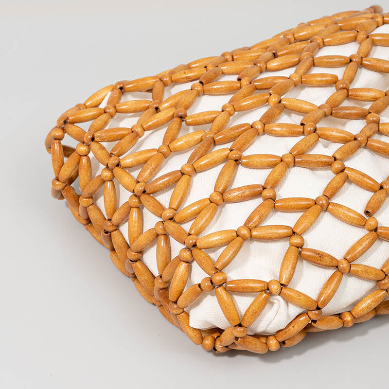 Sac à bandoulière tissé à la main en perles de bois pour accessoires spirituels