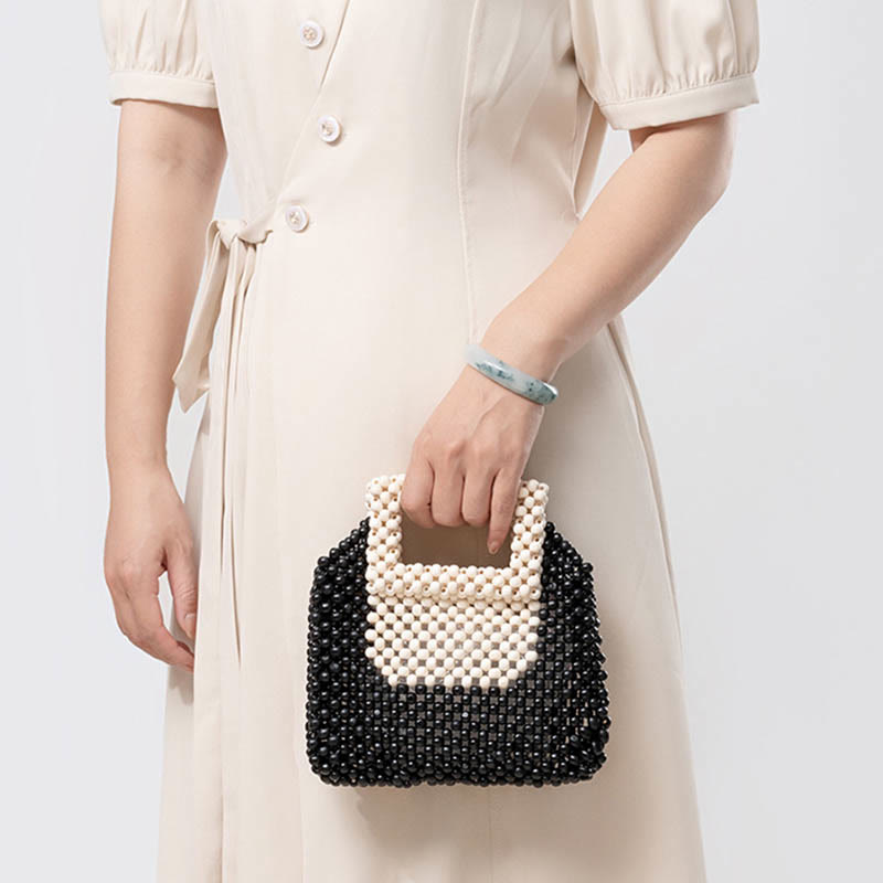 Sac fourre-tout carré en perles de bois pour une vie consciente