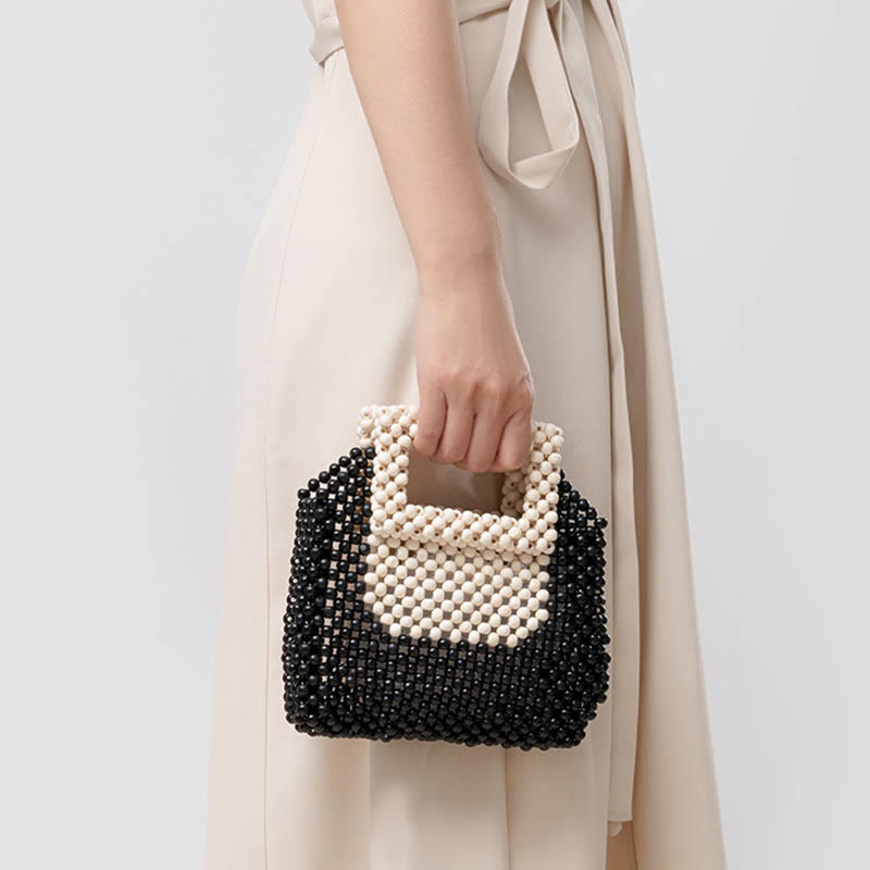 Sac fourre-tout carré en perles de bois pour une vie consciente