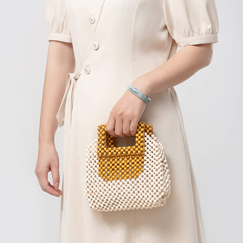 Sac fourre-tout carré en perles de bois pour une vie consciente