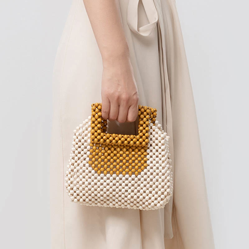 Sac fourre-tout carré en perles de bois pour une vie consciente