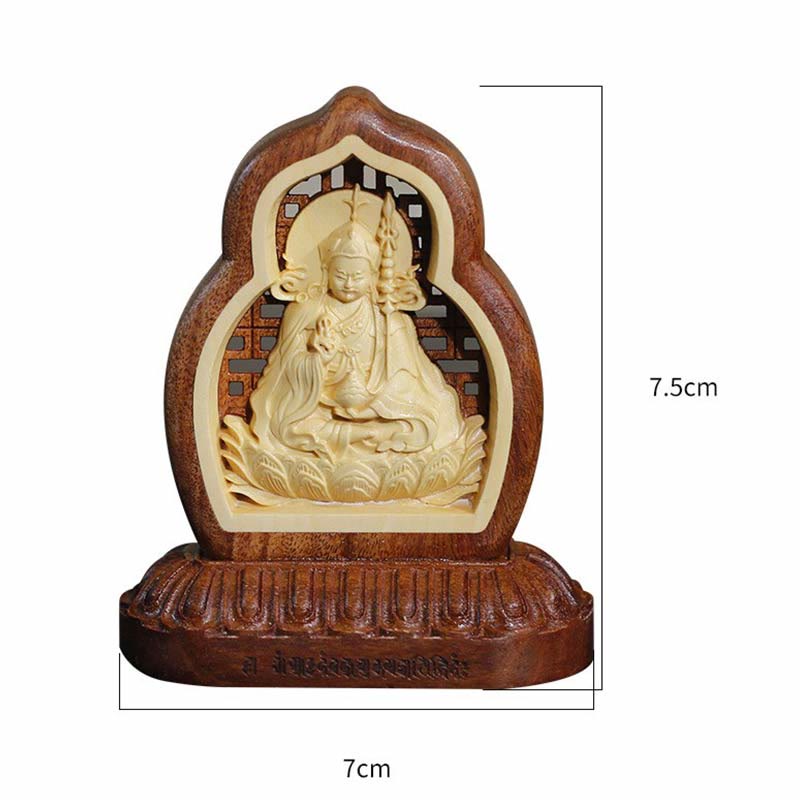 Statue de Bouddha en bois 7x7,5 cm Figurine Sérénité Guru Rinpoché