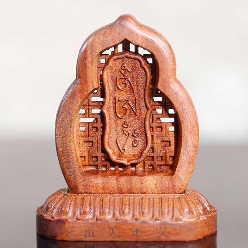 Statue de Bouddha en bois 7x7,5 cm Figurine Sérénité Guru Rinpoché