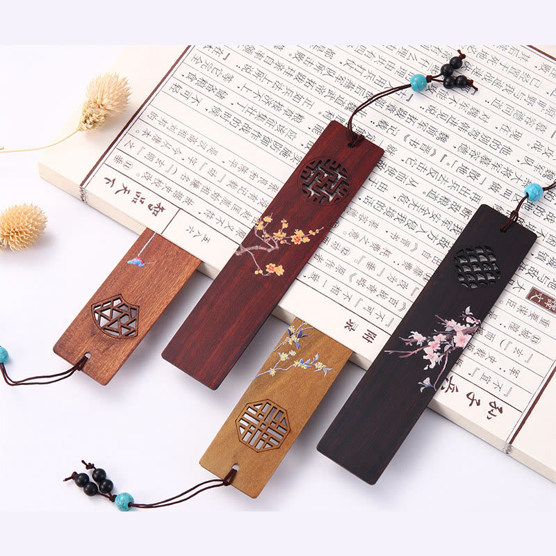 Coffret de marque-pages en bois « Quatre saisons » | Décoration zen