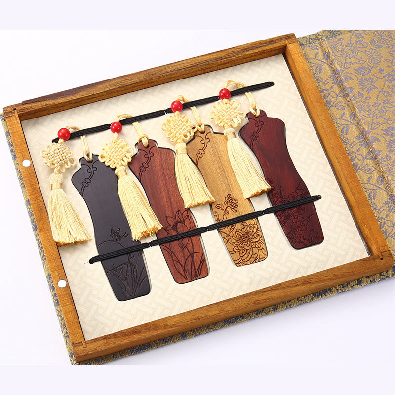 Coffret de marque-pages en bois « Quatre saisons » | Décoration zen