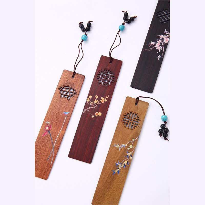 Coffret de marque-pages en bois « Quatre saisons » | Décoration zen