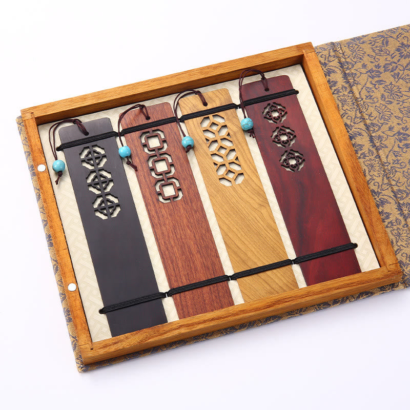 Coffret de marque-pages en bois « Quatre saisons » | Décoration zen