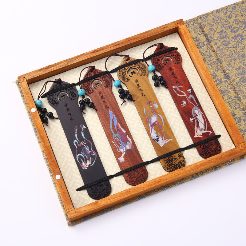 Coffret de marque-pages en bois « Quatre saisons » | Décoration zen