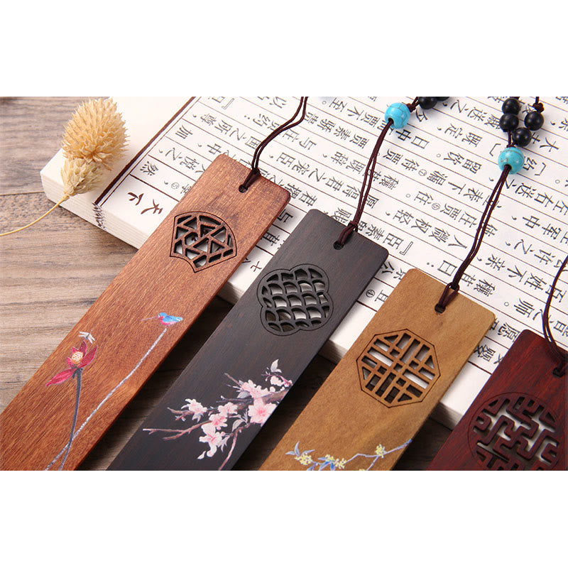 Coffret de marque-pages en bois « Quatre saisons » | Décoration zen