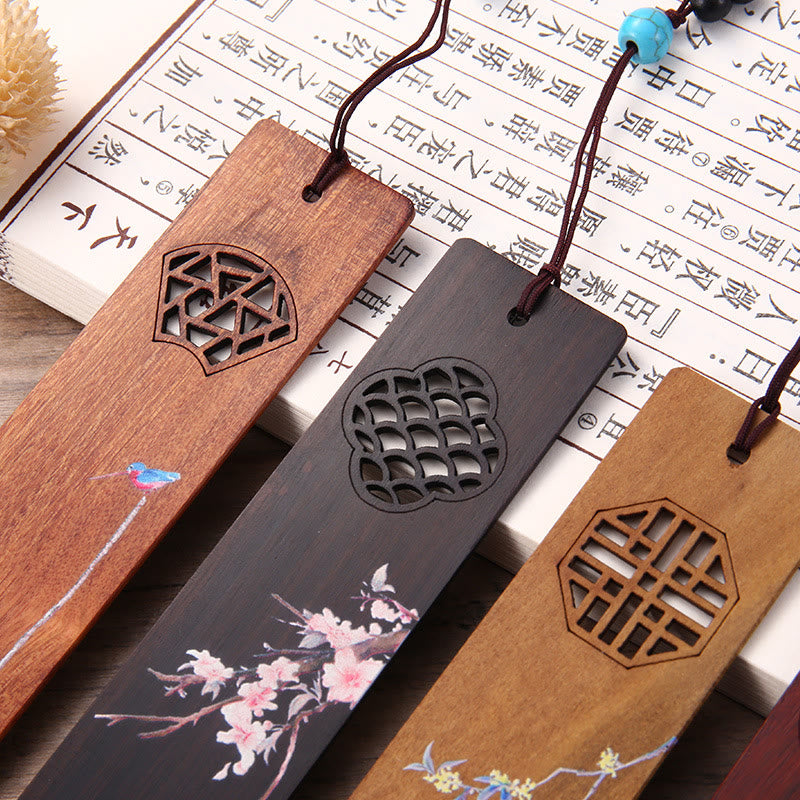 Coffret de marque-pages en bois « Quatre saisons » | Décoration zen