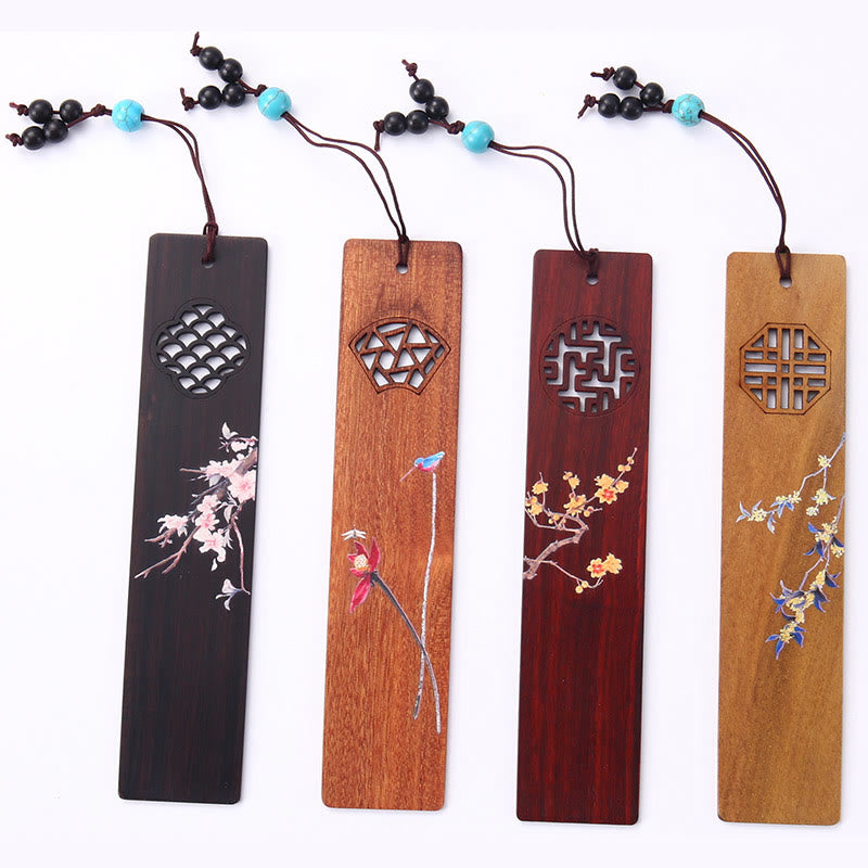 Coffret de marque-pages en bois « Quatre saisons » | Décoration zen