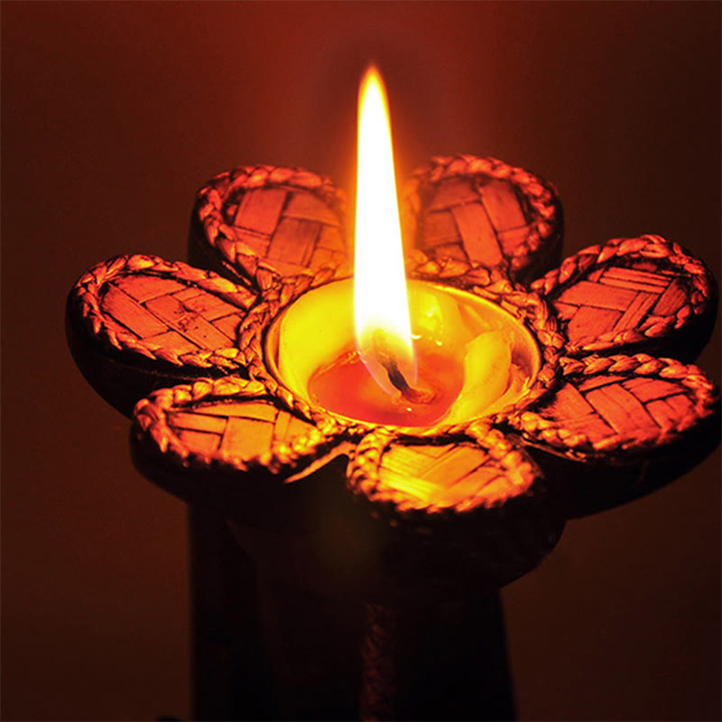 Bougeoir en bois motif main | Décoration spirituelle pour la maison