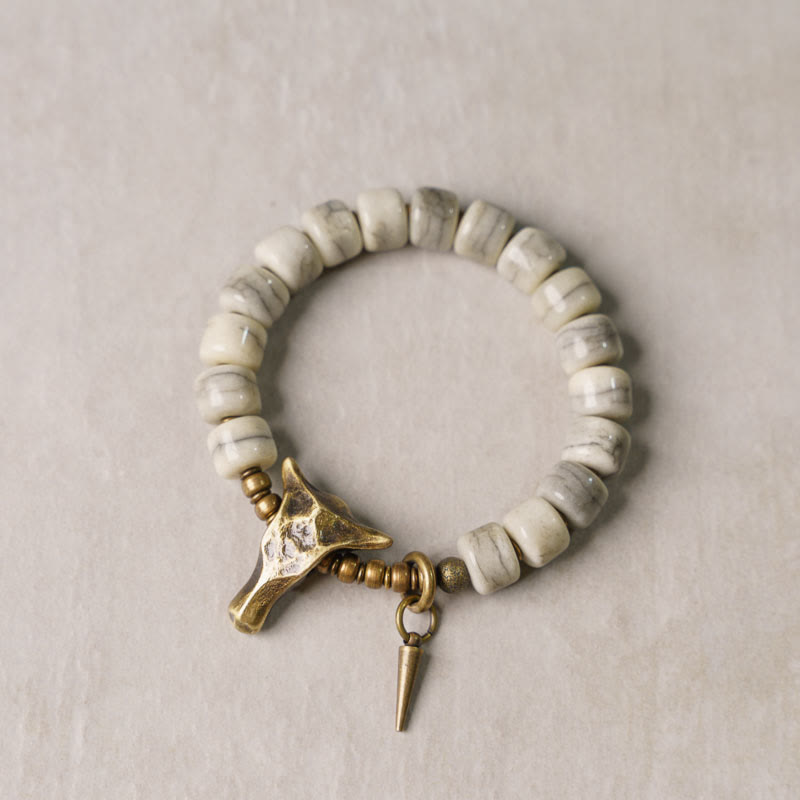 Bracelet d'équilibre en cuivre et os de yak pour la protection spirituelle