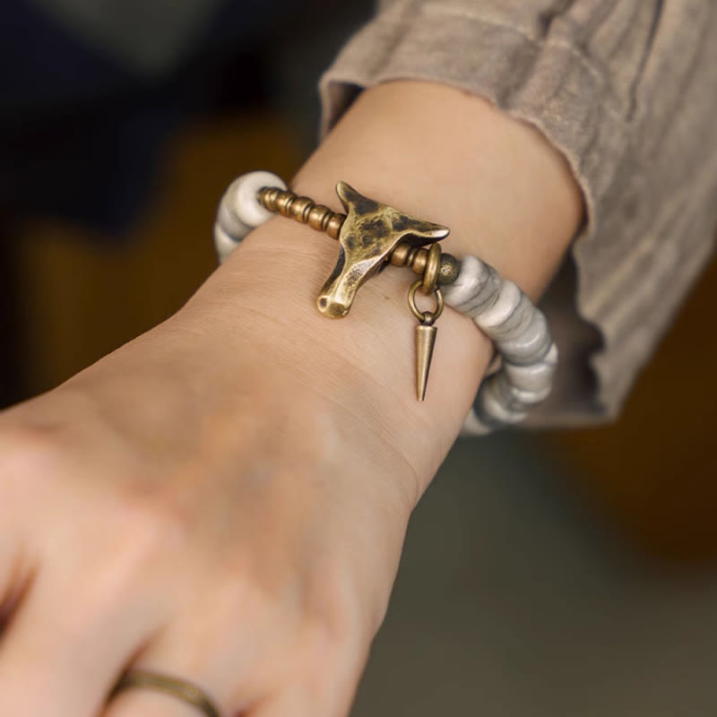 Bracelet d'équilibre en cuivre et os de yak pour la protection spirituelle