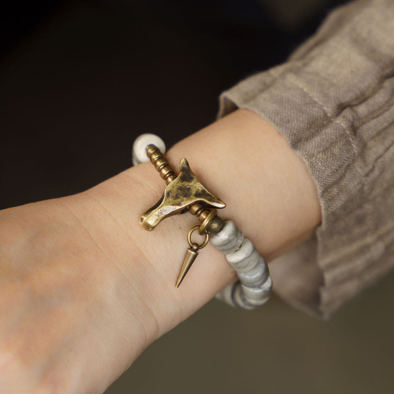 Bracelet d'équilibre en cuivre et os de yak pour la protection spirituelle