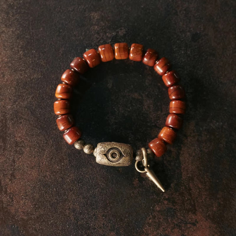 Bracelet de protection spirituelle en cuivre et os de yak 14-17,5 cm
