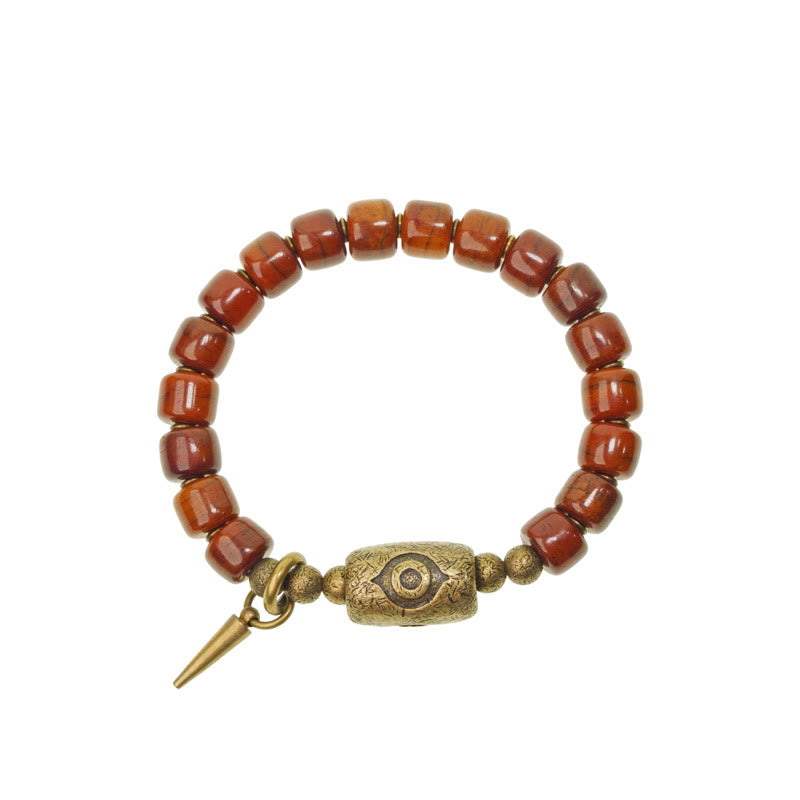 Bracelet de protection spirituelle en cuivre et os de yak 14-17,5 cm