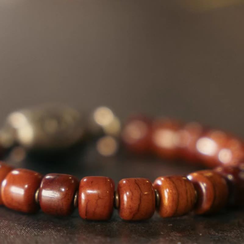 Bracelet de protection spirituelle en cuivre et os de yak 14-17,5 cm