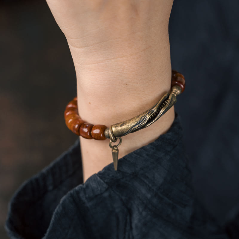 Bracelet spirituel en cuivre et os de yak 14-17,5 cm