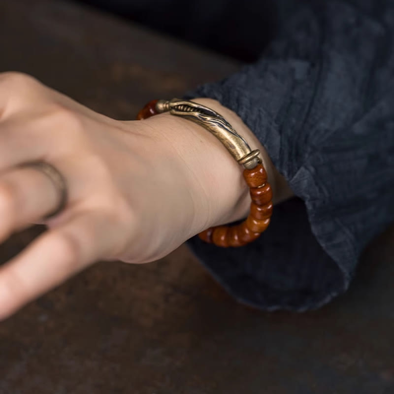 Bracelet spirituel en cuivre et os de yak 14-17,5 cm
